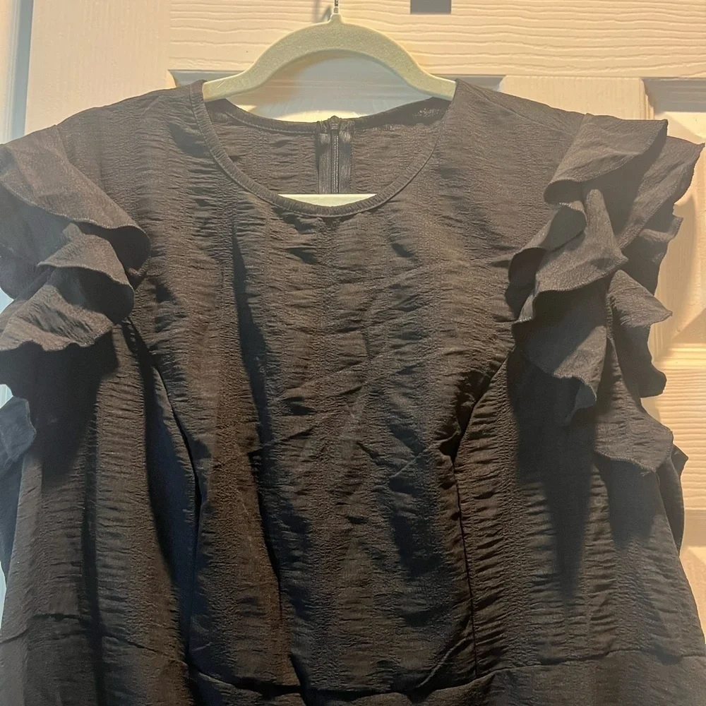 SHEIN Black Ruffle Midi Dress - Picture 2 of 4